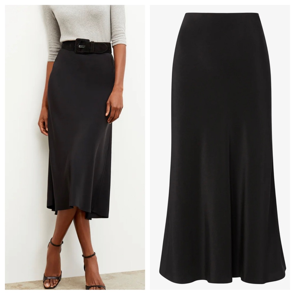 MM Lafleur The Orchard Skirt in Black Washable Silk | 8 NWT